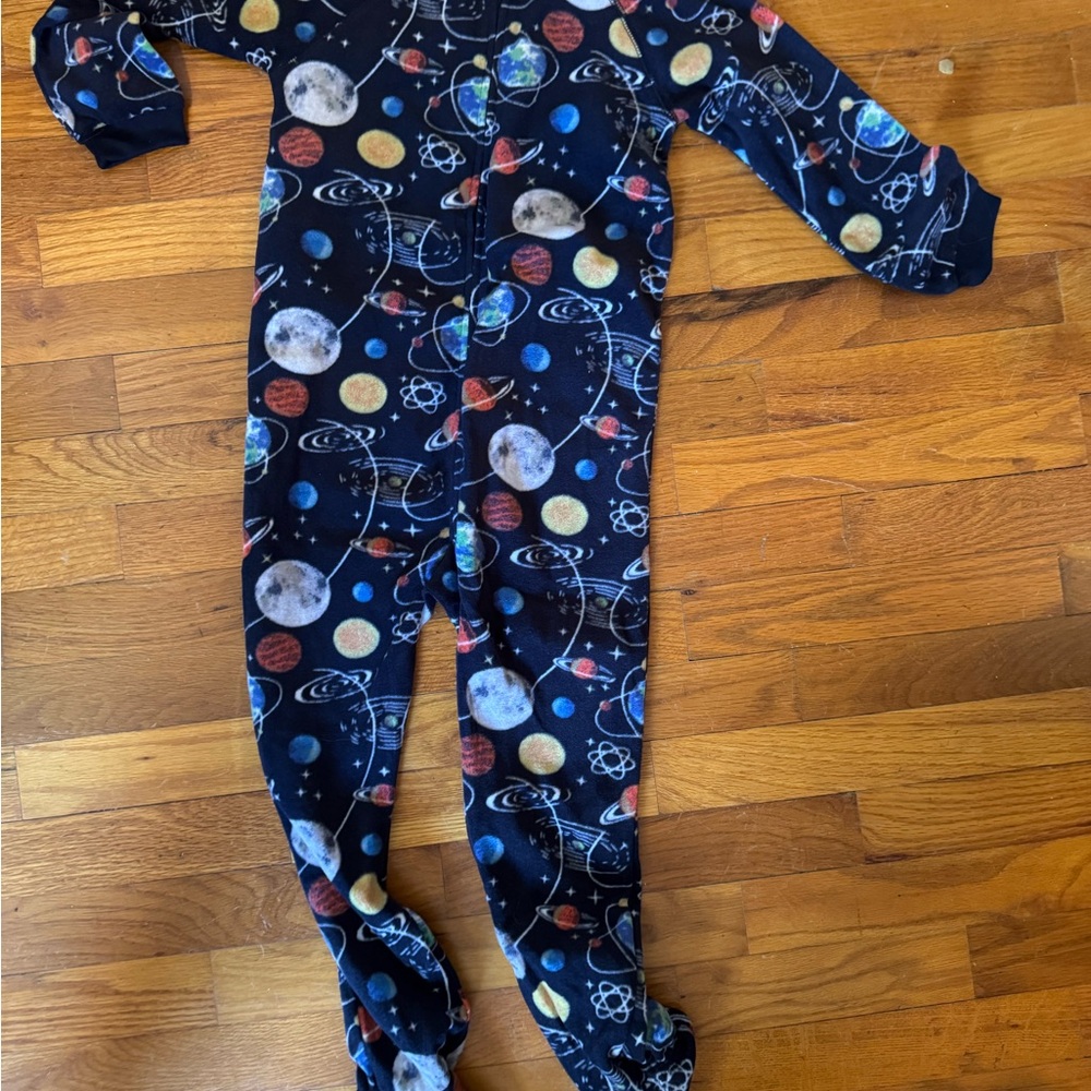 The Children's Place Navy Space Print Footed Pajamas